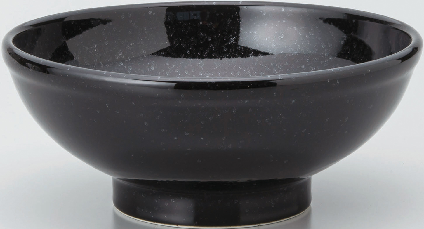 黒中華　玉渕21cm丼 黒御影