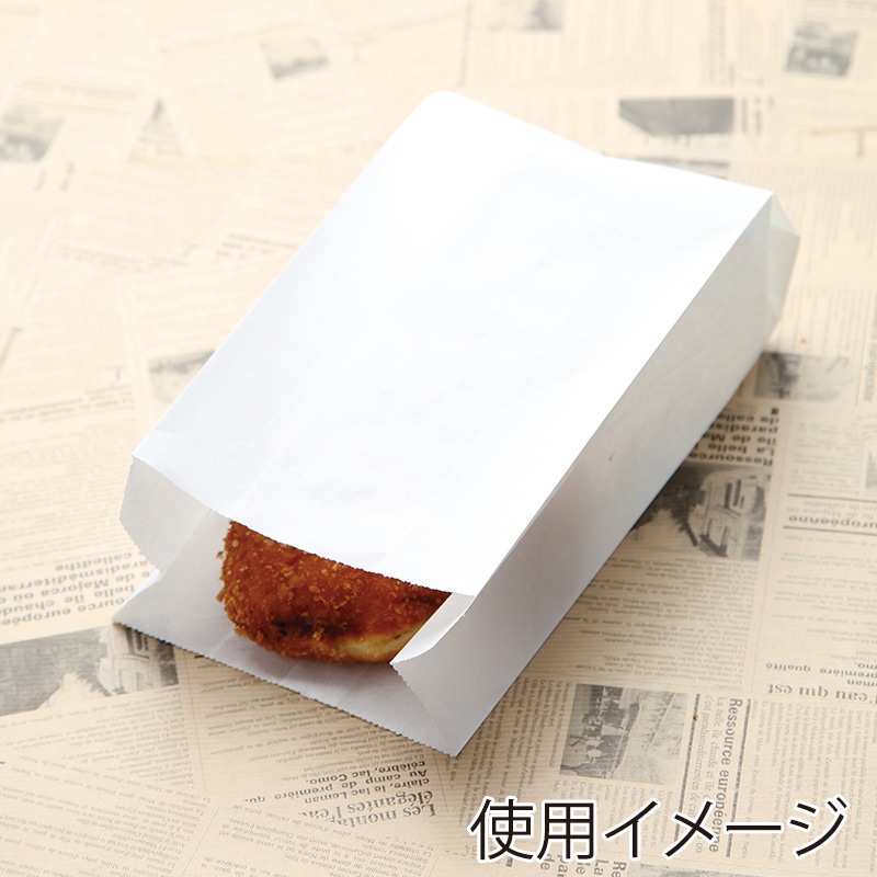 【業務用】【パン包材】大阪ポリエチレン販売　耐油紙マチ付袋 No.64　7813　120(マチ70)×230+13　2000枚入り　晒し