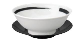 業務用 白磁 22cm 皿 22cm丼受皿　黒御影[218×38](丼別売り)
