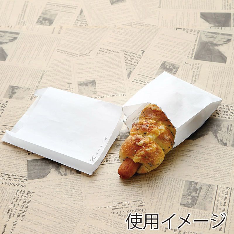 【業務用】【パン包材】大阪ポリエチレン販売　No.250耐油紙マチ付袋(ミシン目付)　7825　85(マチ30)×205+18　2000枚入り