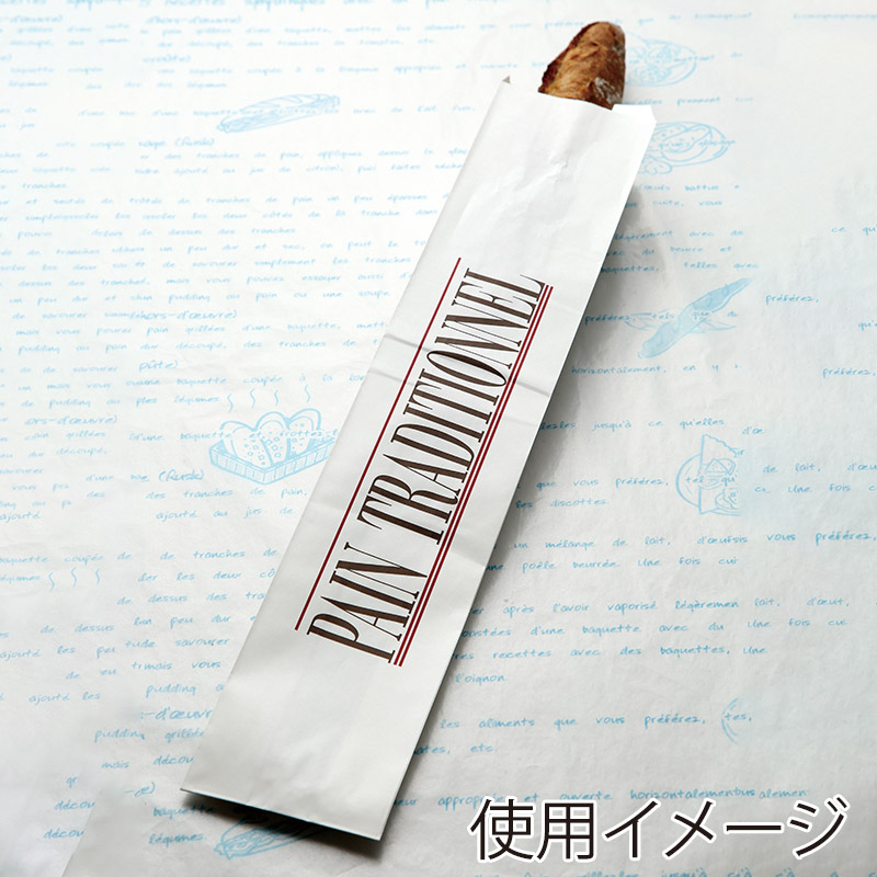 【業務用】【パン包材】大阪ポリエチレン販売　パントラディショナル紙袋 No.303(文字柄)　8229　100(マチ70)×525+18　1000枚入り