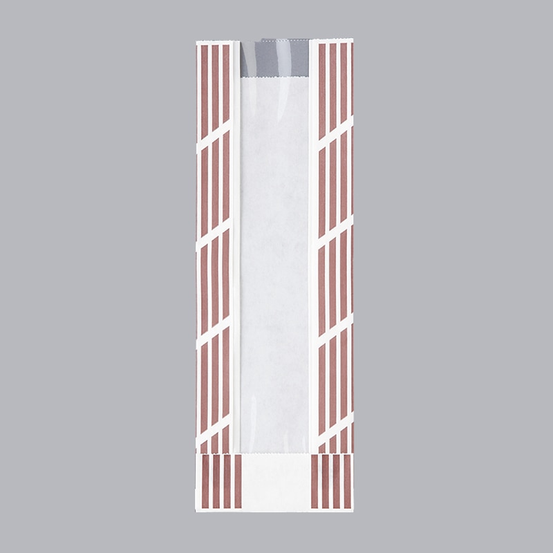 【業務用】【パン包材】大阪ポリエチレン販売　ストライプフェネット No.319(B)　8245　80(マチ45)×225+15　4000枚入り　耐油紙　窓付き