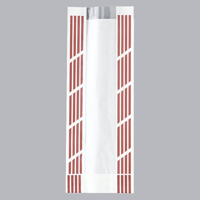 【業務用】【パン包材】大阪ポリエチレン販売　ストライプフェネット No.320(C)　8246　100(マチ40)×255+15　3000枚入り　耐油紙　窓付き