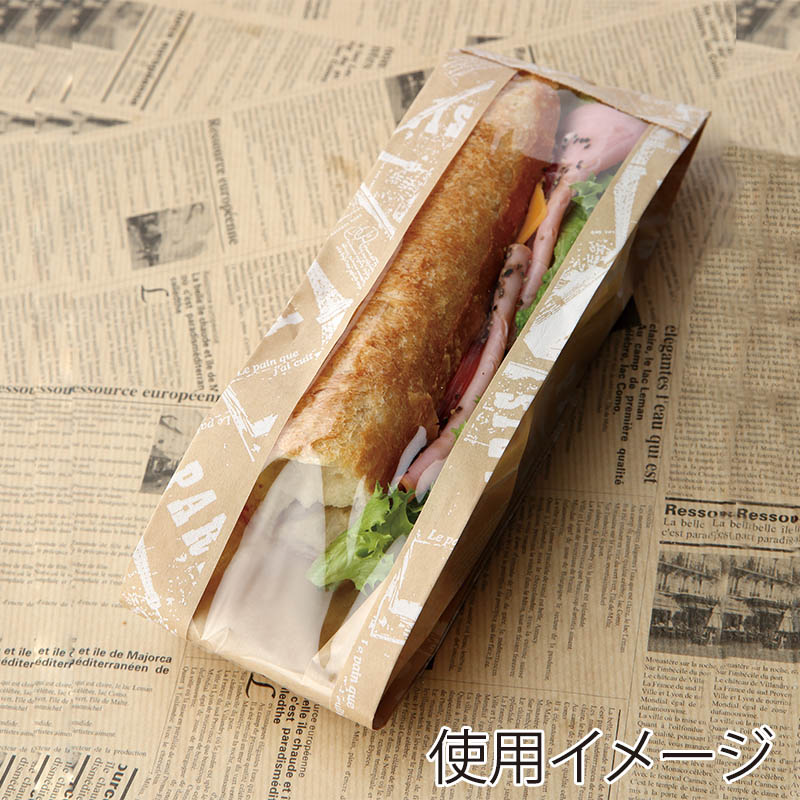 【業務用】【パン包材】大阪ポリエチレン販売　No.62-3カスクートフィッセル(パリス柄)　白　8840　80(マチ45)×375+18　1000枚入り