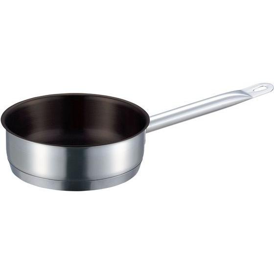 18-8 プロシェフ IH 浅型片手鍋(蓋無)(目盛付)ノンスティック加工 PRO CHEF 200V電磁調理器対応  底部三層鋼  計量メモリ付 内径22cm