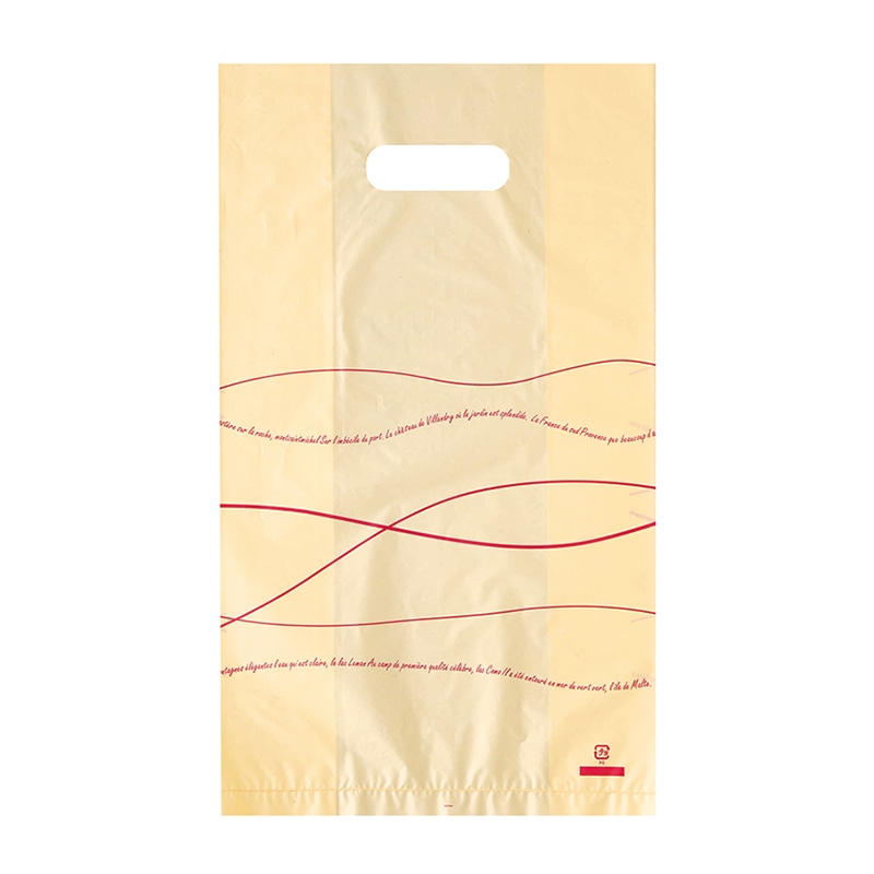 【業務用】【パン包材】大阪ポリエチレン販売　丸抜手提袋(クリーク柄) 小　8923　HDPE0.025×300(正面200巾)×350　1000枚入り