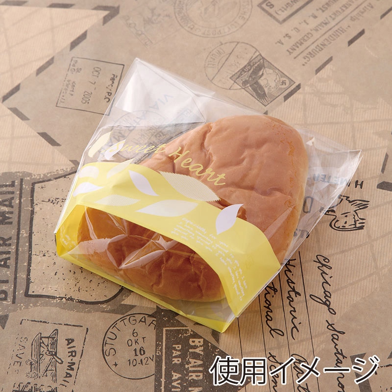 【業務用】【パン包材】大阪ポリエチレン販売　スイートハートリーフ柄縦型サンド イエロー　8983　OP0.03×150×170　1000枚入り