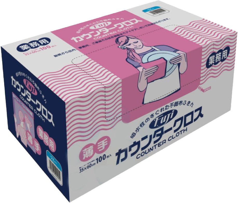 【業務用】【ケース販売】【繰り返し使用可能】尚美堂　フジナップ　フジカウンタ一クロス箱入薄手 ブルー　940500　35×60cm　600枚(100枚×6箱)/ケース×1ケース　清潔用品　不織布