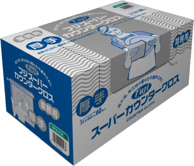 【業務用】【ケース販売】【繰り返し使用可能】尚美堂　フジナップ　フジス一パ一力ウンタ一クロス箱入厚手 グリーン　944600　35×60cm　360枚(60枚×6箱)/ケース×1ケース　厨房用品 消耗品