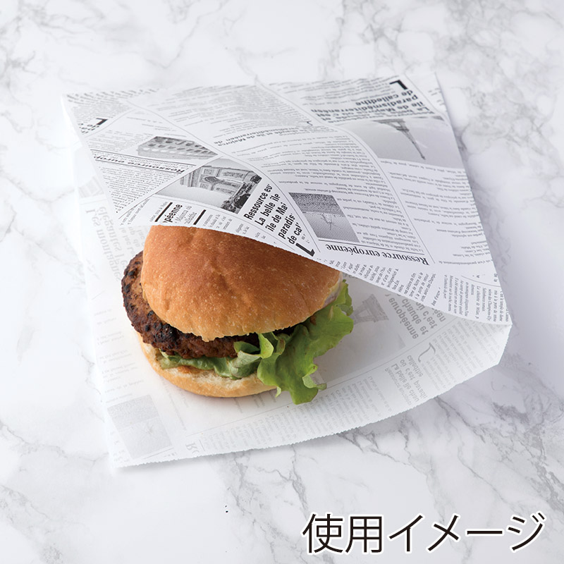 【業務用】【パン包材】大阪ポリエチレン販売　耐油紙バーガー袋(ヨーロピアン柄)　ブラック　9620　180×185+18　1000枚入り