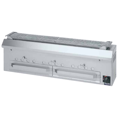 【新品・代引不可・送料無料】MCK-123 マルゼン 炭火下火式焼物器 本格炭焼き 火起しバーナー付 串焼用 W1200*D280*H350(mm)