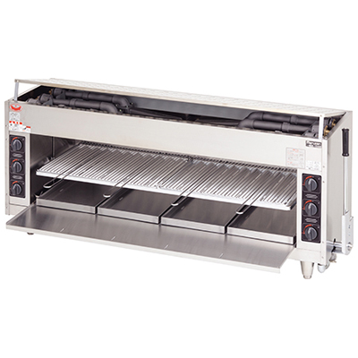 【新品/送料無料/代引不可】MGK-154UB マルゼン ガス上火式焼物器 スピードグリラー 赤外線バーナー ハンドルレバー方式 W1500*D420*H610(mm)