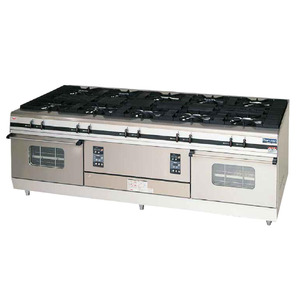 【新品・送料無料・代引不可】マルゼン パワークック ガスレンジ MGRX-2412F 10口・オーブン2 W2400×D1200×H800(mm)