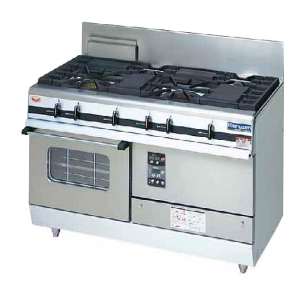 【新品・送料無料・代引不可】マルゼン パワークック ガスレンジ MGRXU-126F 4口コンロ 内部炎口バーナー搭載 W1200×D600×H800(mm)