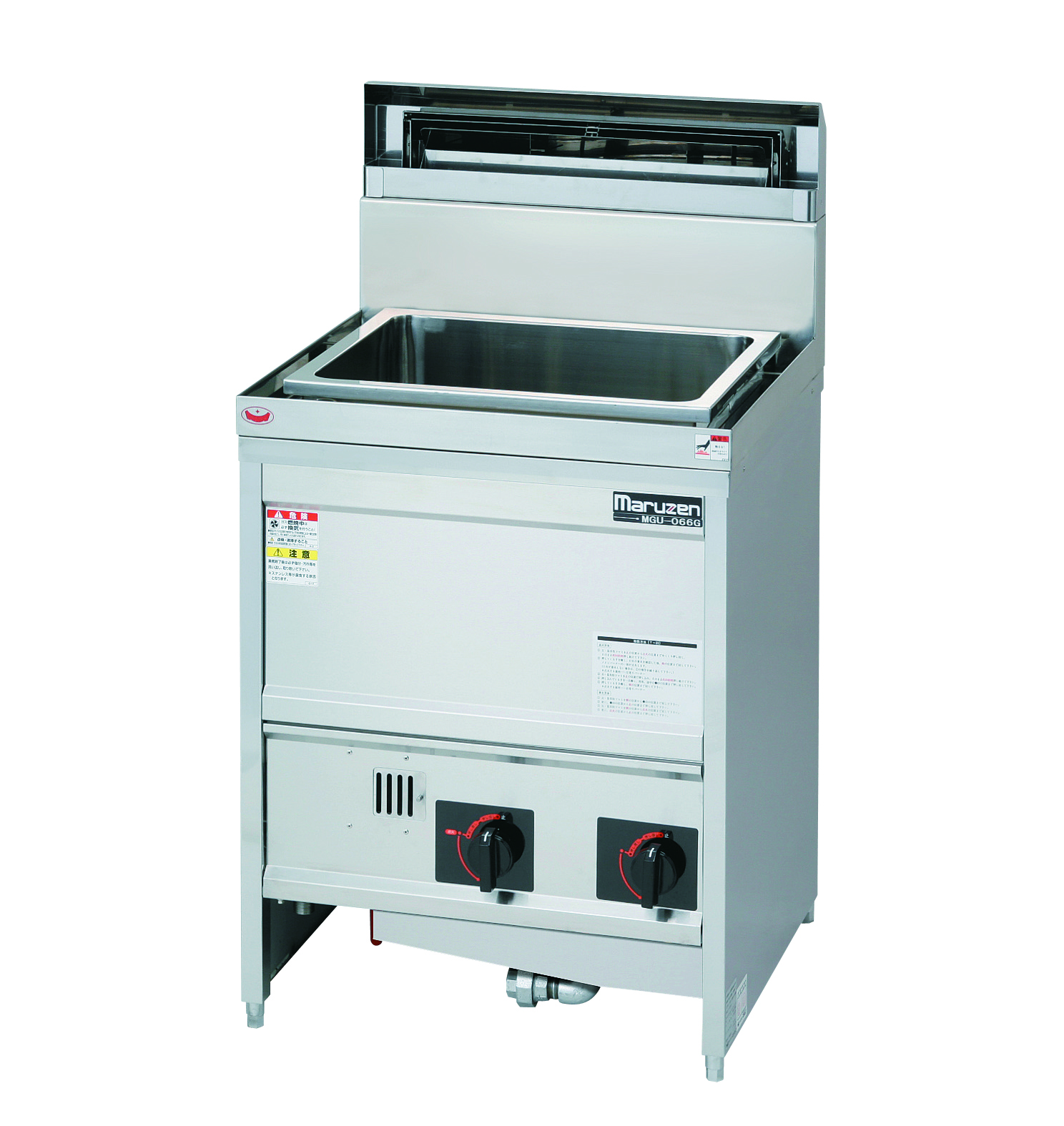 【新品・送料無料・代引不可】マルゼン うどん釜 角槽タイプ(自動点火) MGU-066G 600*600*800(バック+150)(mm)