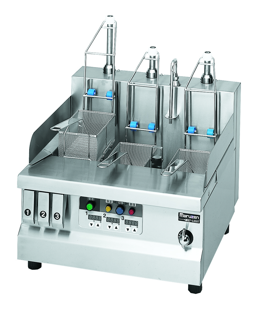 【新品・送料無料・代引不可】マルゼン 電気式卓上冷凍麺釜 MREF-L055T オートリフト付き 550×560×300(+バック150)(mm)