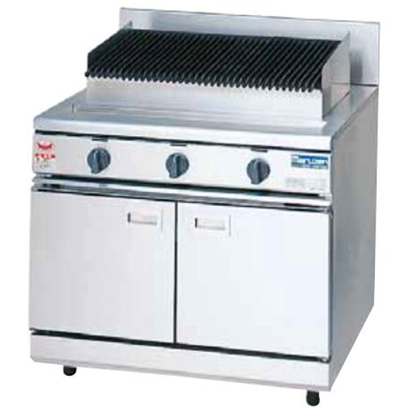 【新品・送料無料・代引不可】マルゼン NEWパワークック チャーブロイラー ガス式 RCB-097 W900*D750*H800(mm)