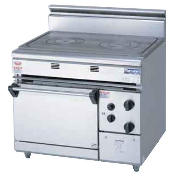 【新品・送料無料・代引不可】マルゼン NEWパワークックヒートトップレンジ RHT-097WD 2口・オーブン1 W900*D750*H800(mm)